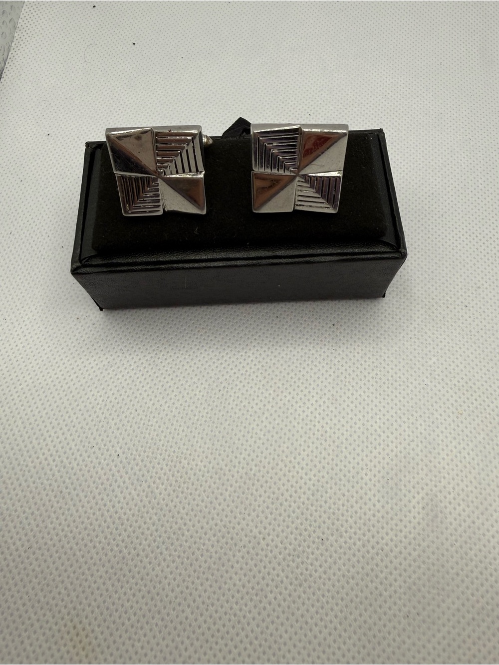 SWANK Silver-Tone Geometric Pinwheel Cuff Links